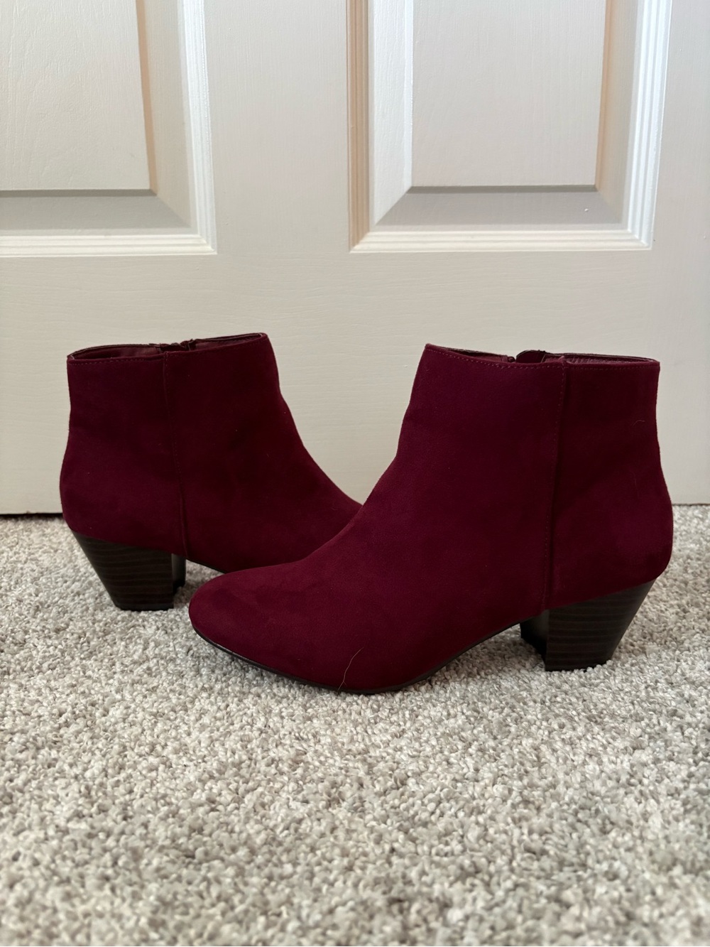 JustFab Burgundy Suede Ankle Booties